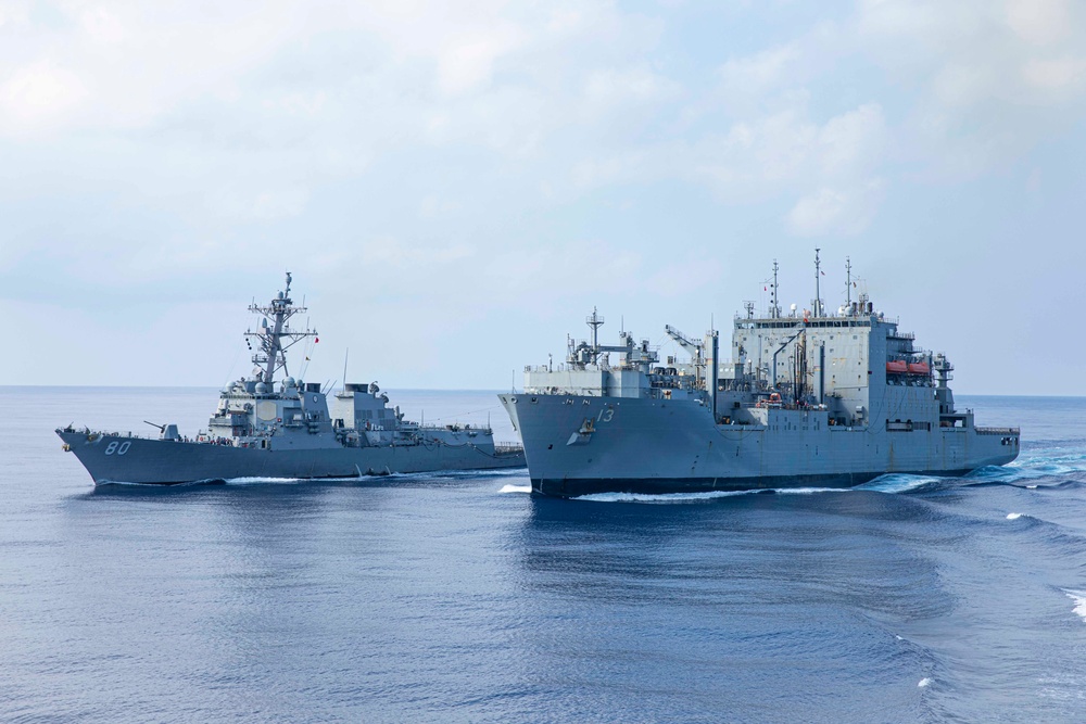 USS Normandy Conducts a Replenishment-at-Sea