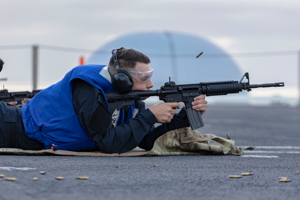 Abraham Lincoln Sailors participate in a live-fire exercise