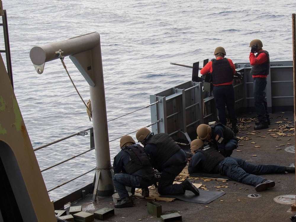 Abraham Lincoln Sailors participate in a live-fire exercise