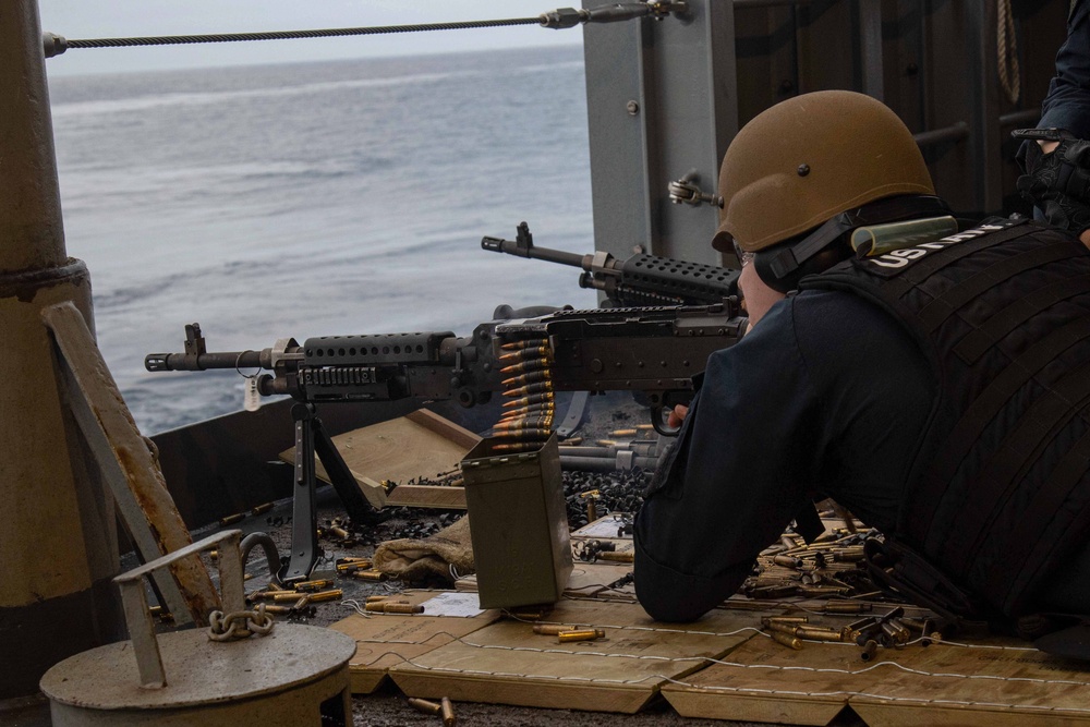 Abraham Lincoln Sailors participate in a live-fire exercise