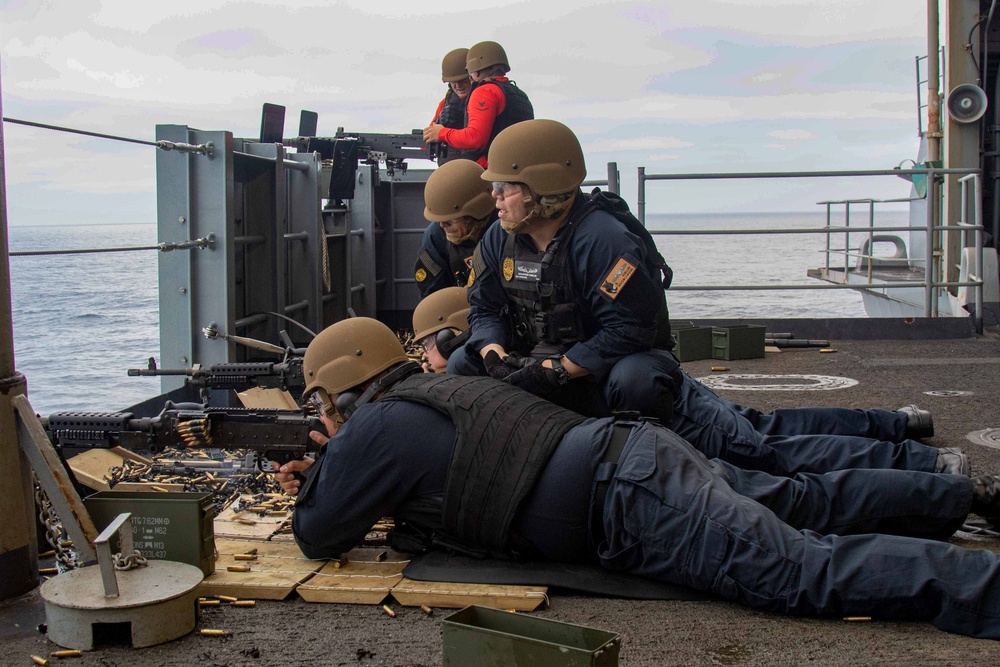 Abraham Lincoln Sailors participate in a live-fire exercise