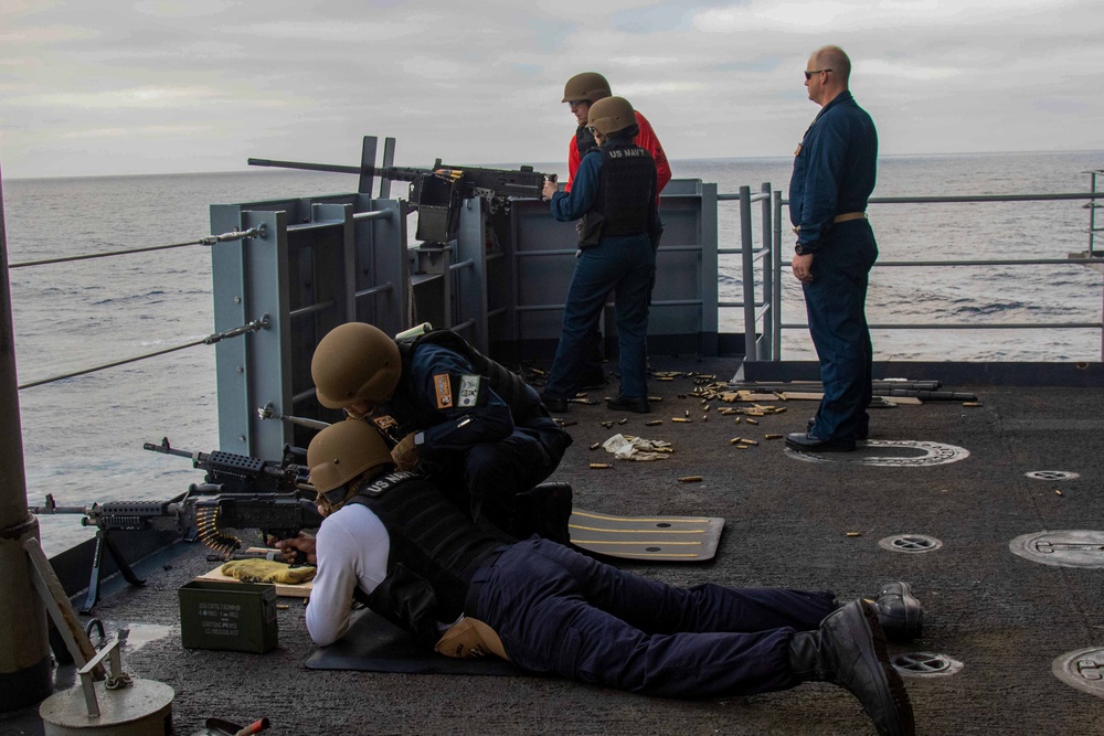 Abraham Lincoln Sailors participate in a live-fire exercise