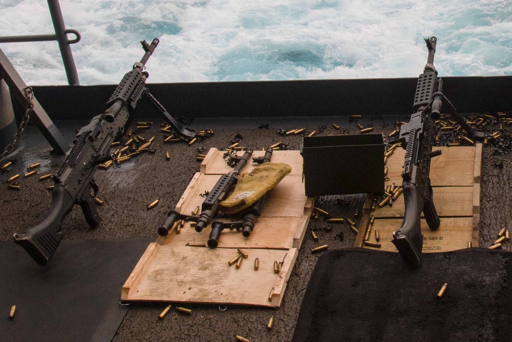 Abraham Lincoln Sailors participate in a live-fire exercise