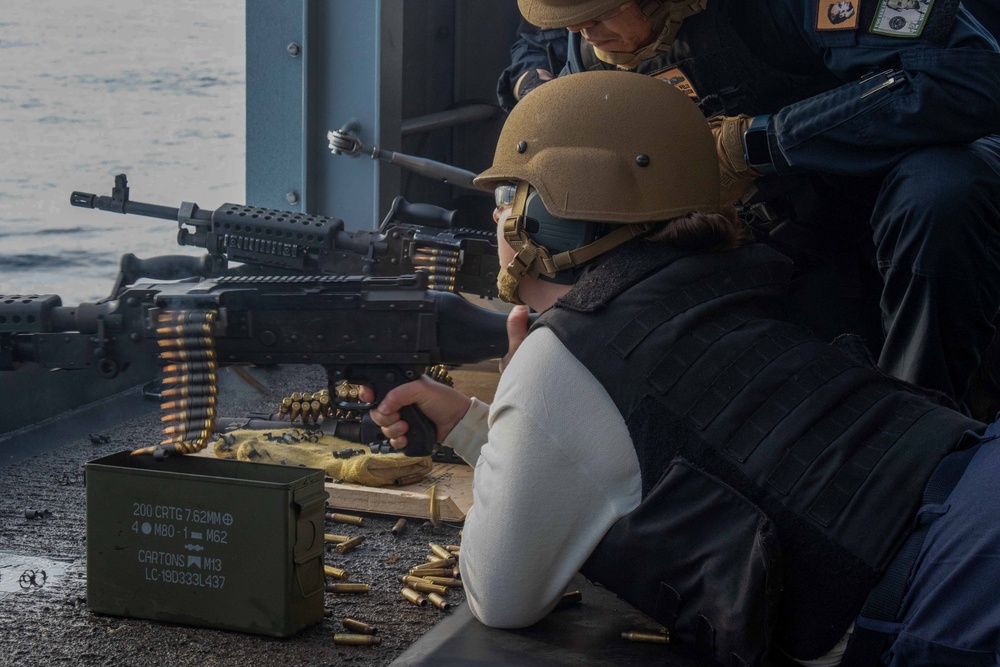 Abraham Lincoln Sailors participate in a live-fire exercise