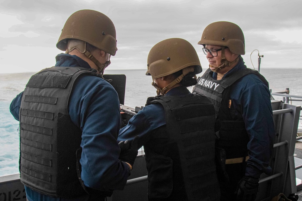 Abraham Lincoln Sailors participate in a live-fire exercise