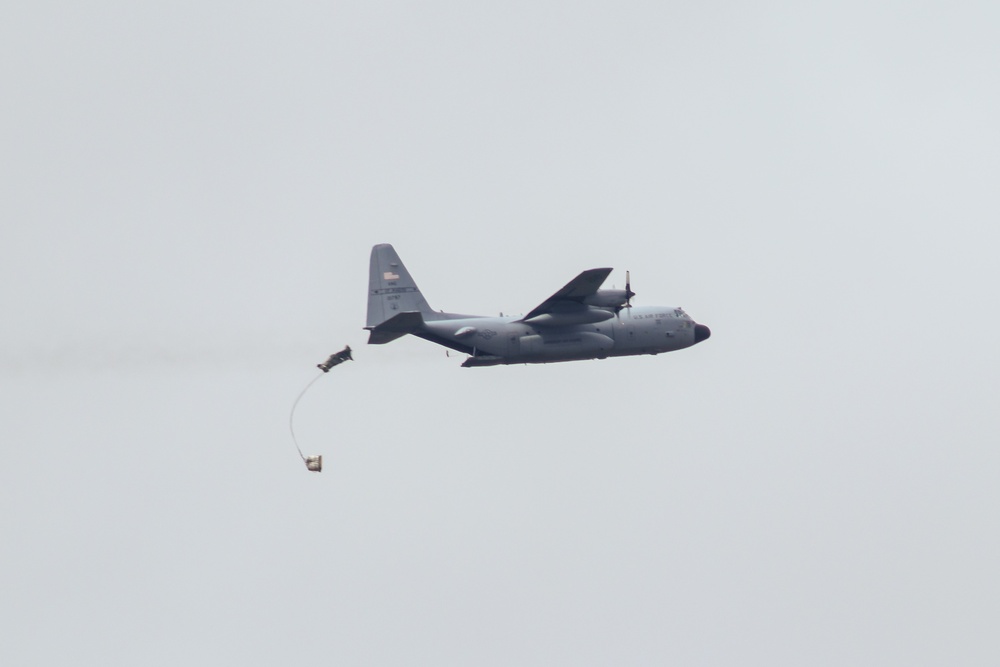 Seven C-130 Hercules aircraft formation