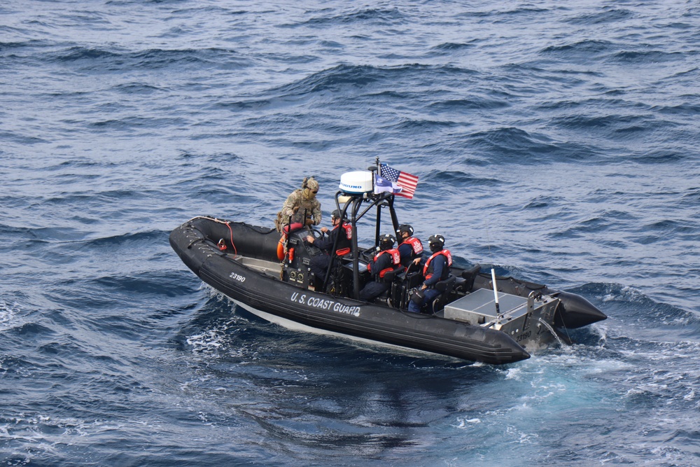 U.S. Coast Guard small boat flies the SPRFMO flag