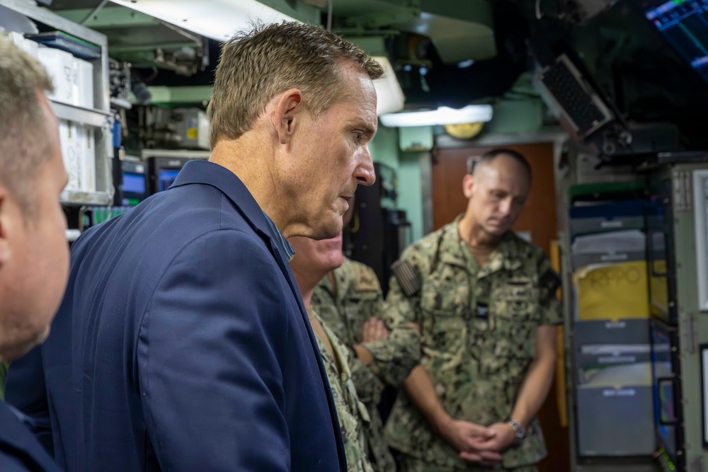 Sen. Ted Budd (R-NC) and staff a tour the USS Charlotte