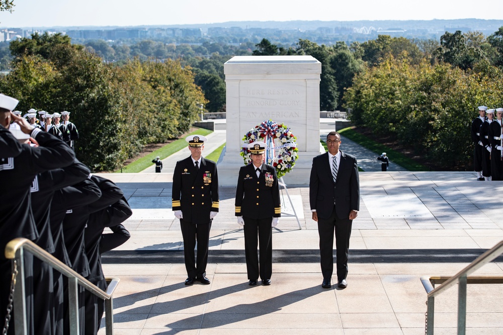 A Navy Full Honors Wreath-Laying Ceremony is Conducted at the Tomb of the Unknown Soldier in Honor of the U.S. Navy’s 248th Birthday