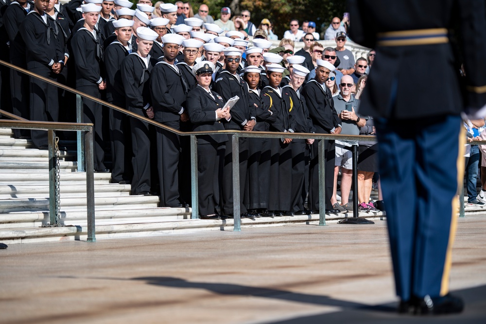 A Navy Full Honors Wreath-Laying Ceremony is Conducted at the Tomb of the Unknown Soldier in Honor of the U.S. Navy’s 248th Birthday