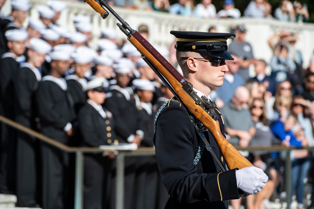 A Navy Full Honors Wreath-Laying Ceremony is Conducted at the Tomb of the Unknown Soldier in Honor of the U.S. Navy’s 248th Birthday