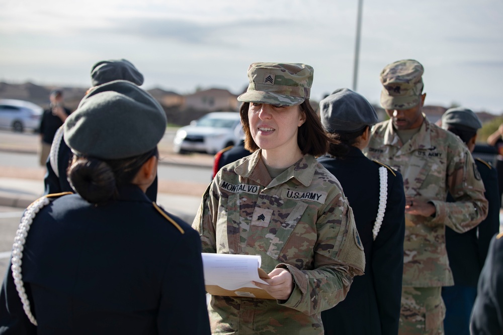 ARSOUTH, 410th CSB, and ARNORTH NCOs support local JROTC during drill competition