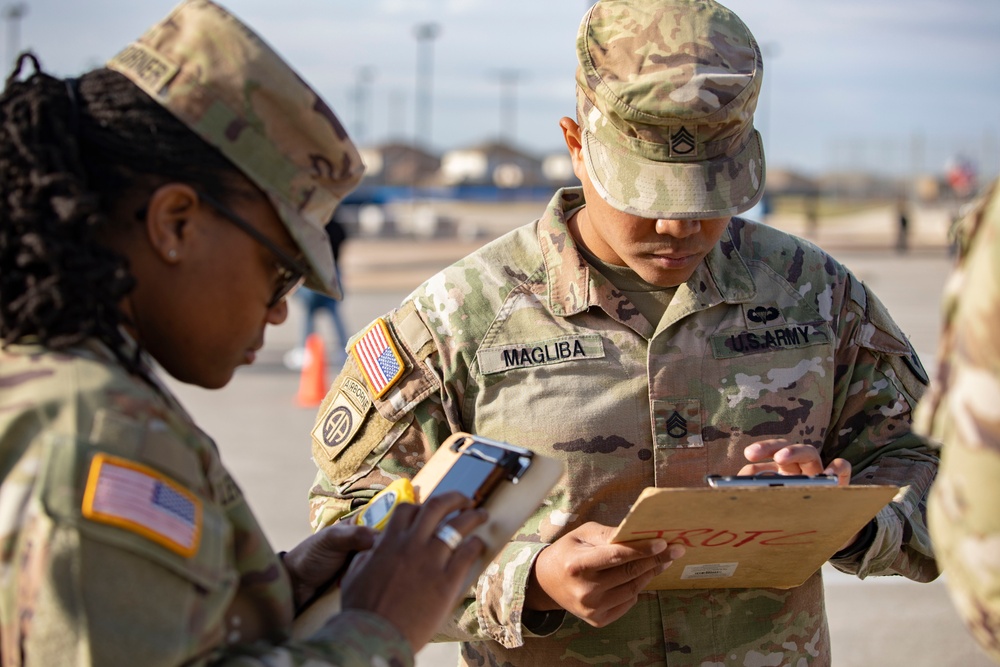 ARSOUTH, 410th CSB, and ARNORTH NCOs support local JROTC during drill competition