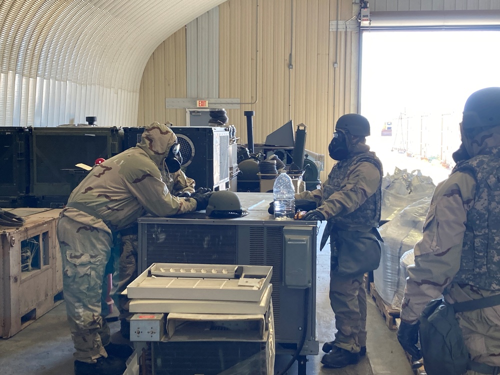 The Heating Ventilation Air Conditioning team don their Mission Oriented Protective Posture 4 gear