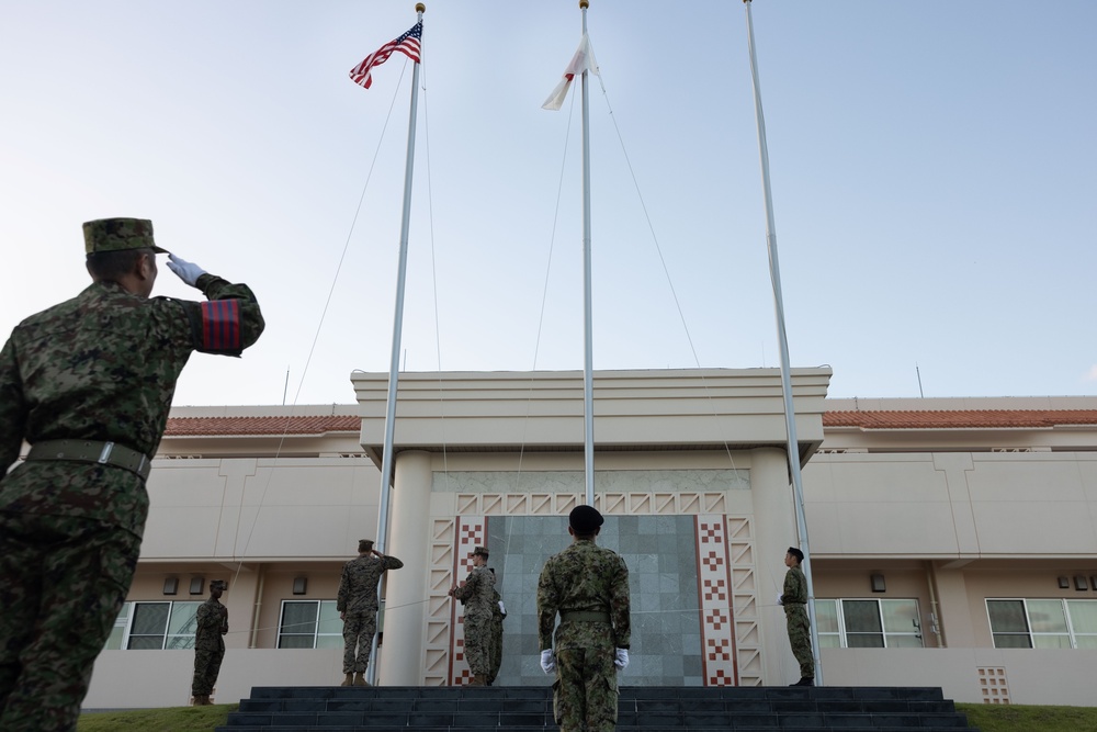 RD 23 FTX | U.S., Japan National Flag Raising Ceremony on Camp Ishigaki