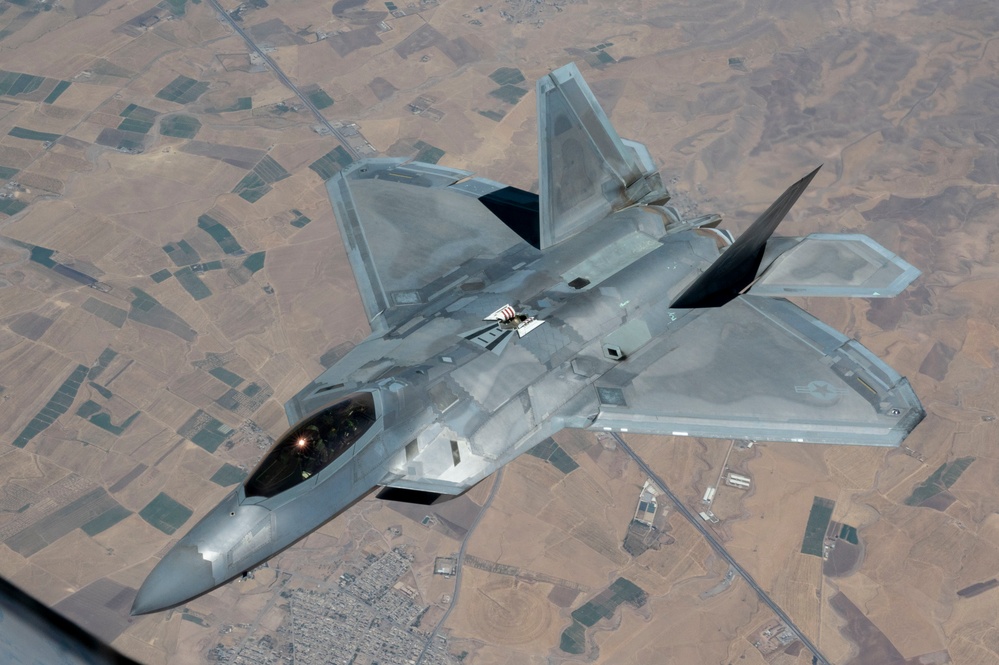 Tankers provide aerial support to F-22 ops