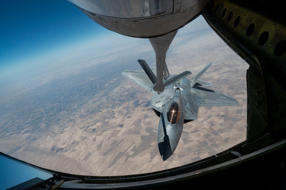 Tankers provide aerial support to F-22 ops