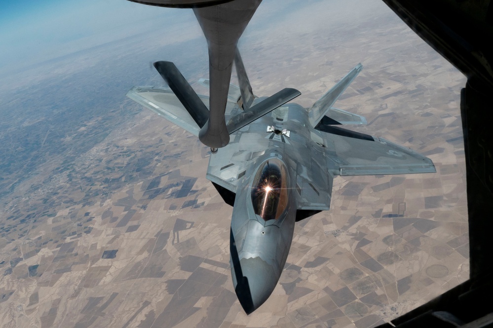 Tankers provide aerial support to F-22 ops