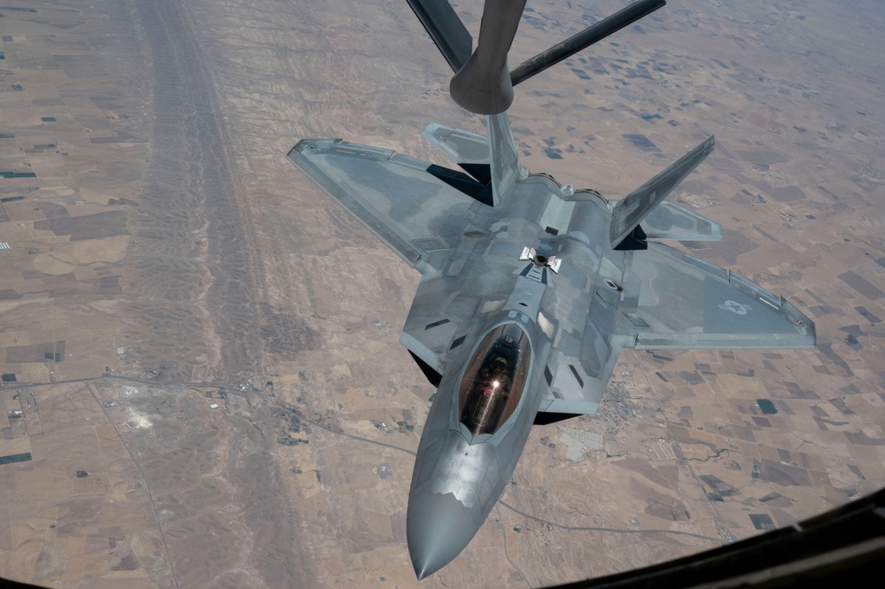 Tankers provide aerial support to F-22 ops