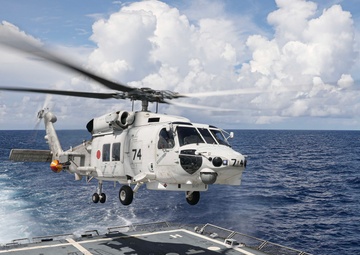 USS Dewey (DDG 105) Conducts Cross-Deck Landings with Japan Maritime Self-Defense Force