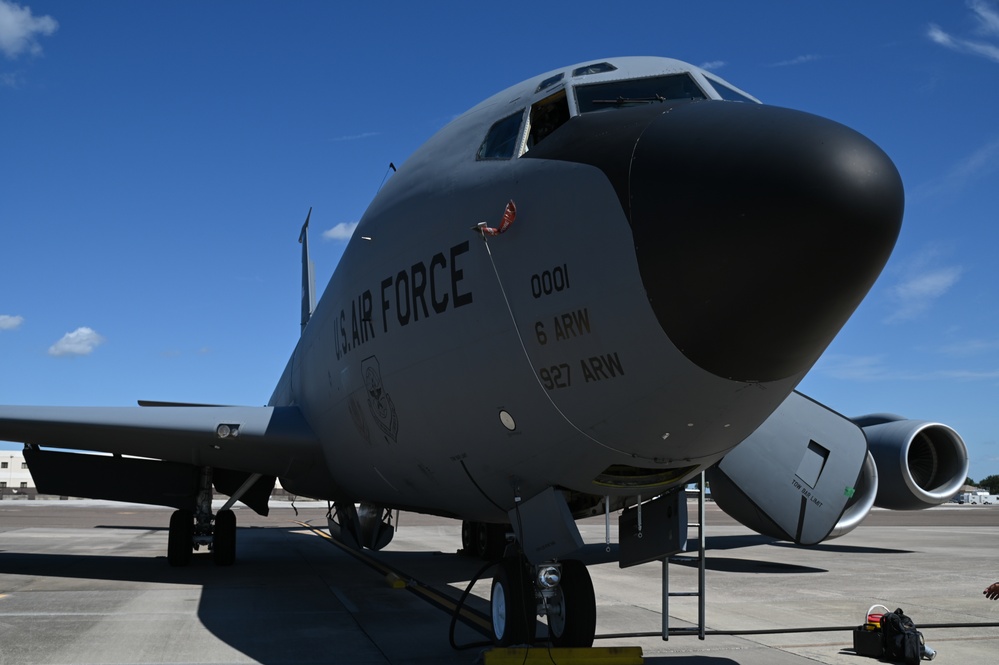 Historic KC-135 first formation flight over Tampa Bay Buccaneers Game flyover