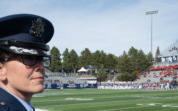 Col. Catherine M. Grush, 152nd Airlift Wing Commander, honored at University of Nevada, Reno vs. University of Nevada, Las Vegas rival game