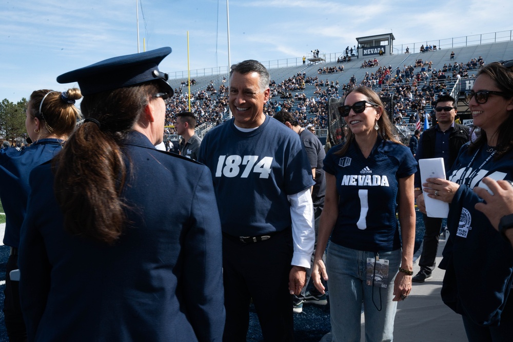 Col. Catherine M. Grush, 152nd Airlift Wing Commander, honored at University of Nevada, Reno vs. University of Nevada, Las Vegas rival game