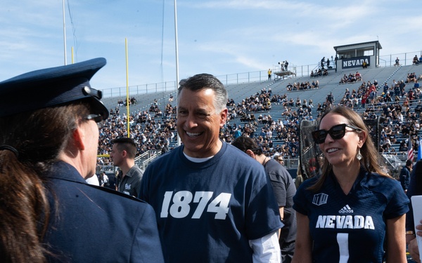 Col. Catherine M. Grush, 152nd Airlift Wing Commander, honored at University of Nevada, Reno vs. University of Nevada, Las Vegas rival game