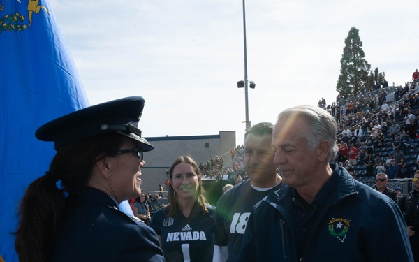 Col. Catherine M. Grush, 152nd Airlift Wing Commander, honored at University of Nevada, Reno vs. University of Nevada, Las Vegas rival game