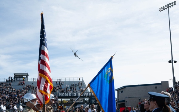 Col. Catherine M. Grush, 152nd Airlift Wing Commander, honored at University of Nevada, Reno vs. University of Nevada, Las Vegas rival game