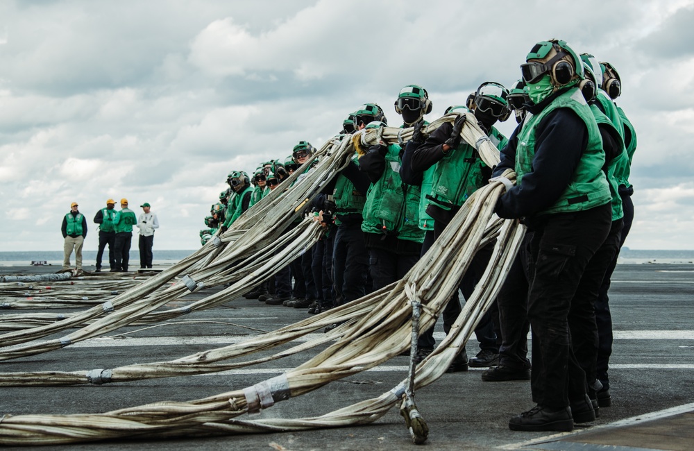 George Washington Conducts Flight Deck Training: Raising the Crash Barrier