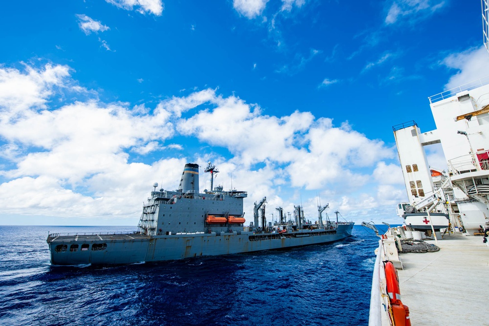 Pacific Partnership 2024-1: USNS Mercy Underway Replenishment Oct. 16, 2023