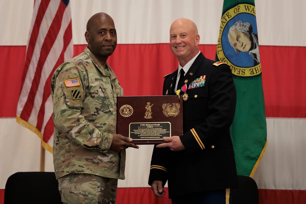 Chief Warrant Officer 3 Richard Kraft retires from the Washington National Guard after 25 years of service