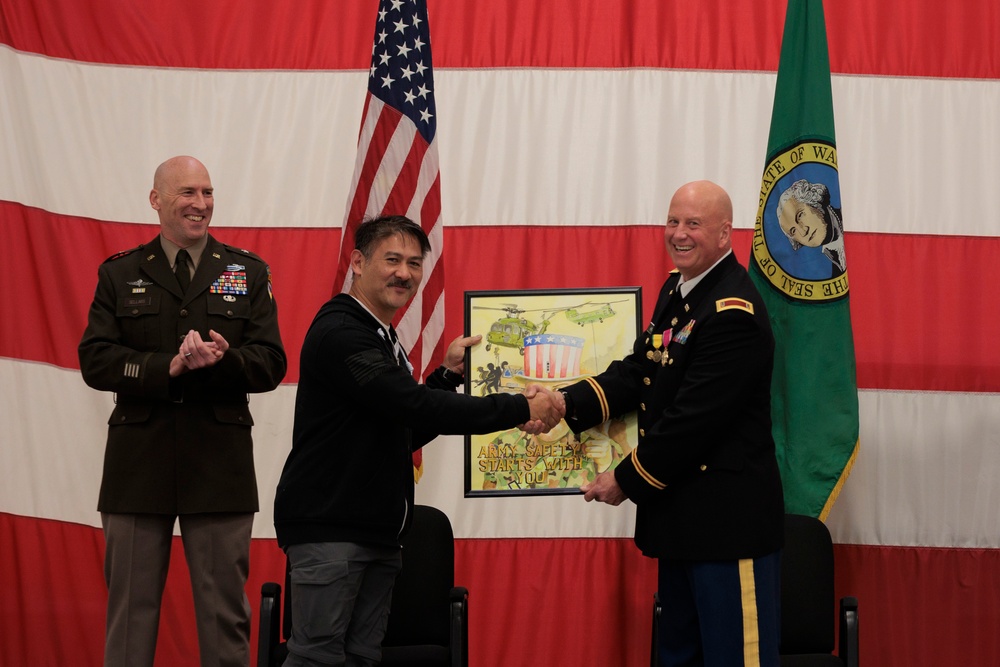 Chief Warrant Officer 3 Richard Kraft retires from the Washington National Guard after 25 years of service