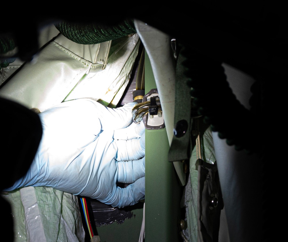 Maintenance conducts deep inspection on C-130J aircraft