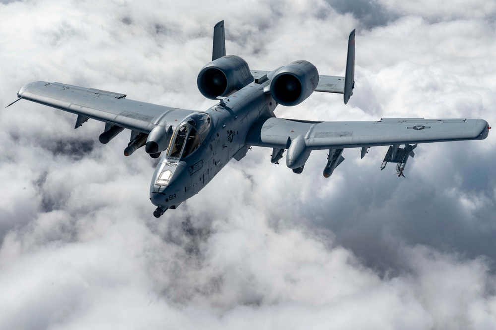 116th Air Refueling Squadron refuels four A-10 Thunderbolt IIs