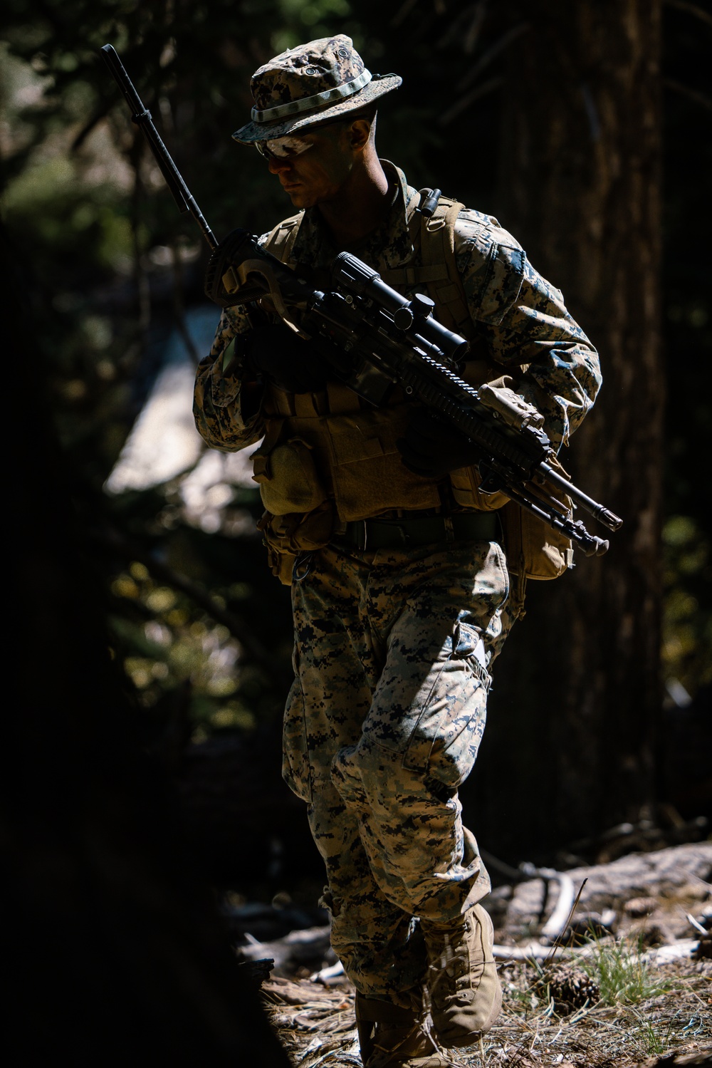 Marines with 1/7 conduct patrols at Big Bear Recreational Center in preparation for mountian warfare training