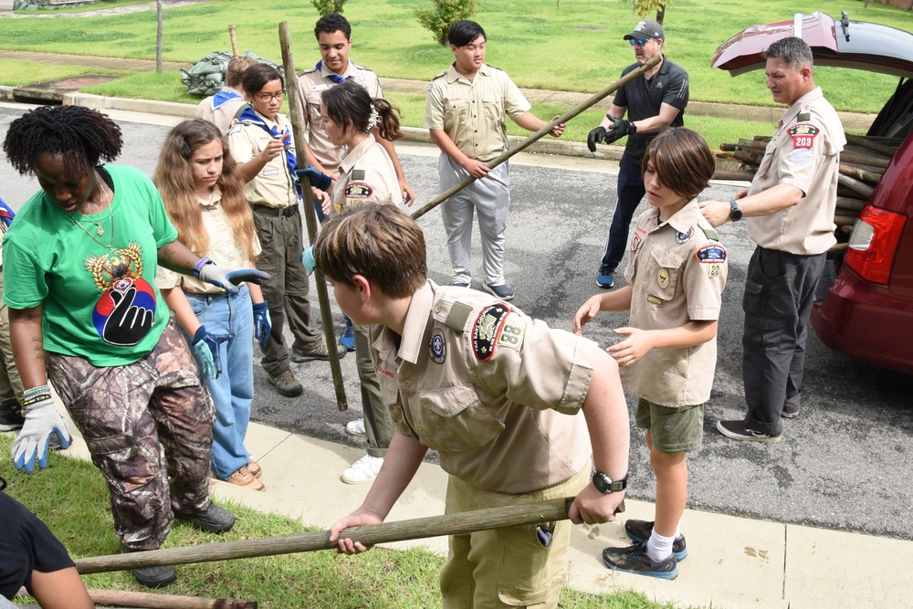 Scouting for a greener future: Scouts take care of trees on USAG Humphreys