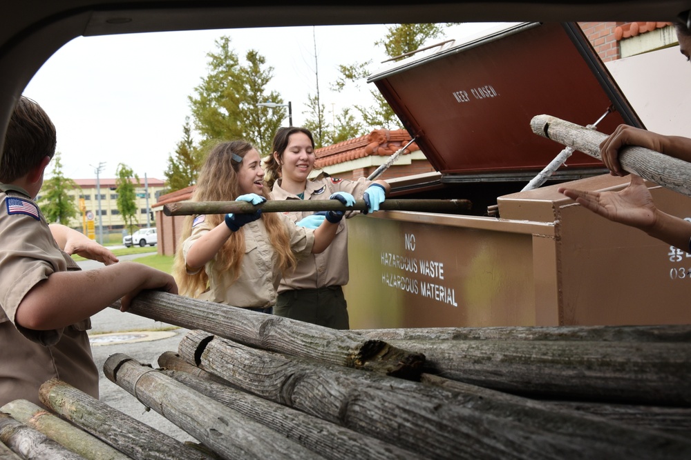 Scouting for a greener future: Scouts take care of trees on USAG Humphreys