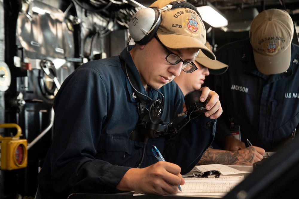 USS San Diego (LPD 22) conducts Sea and Anchor