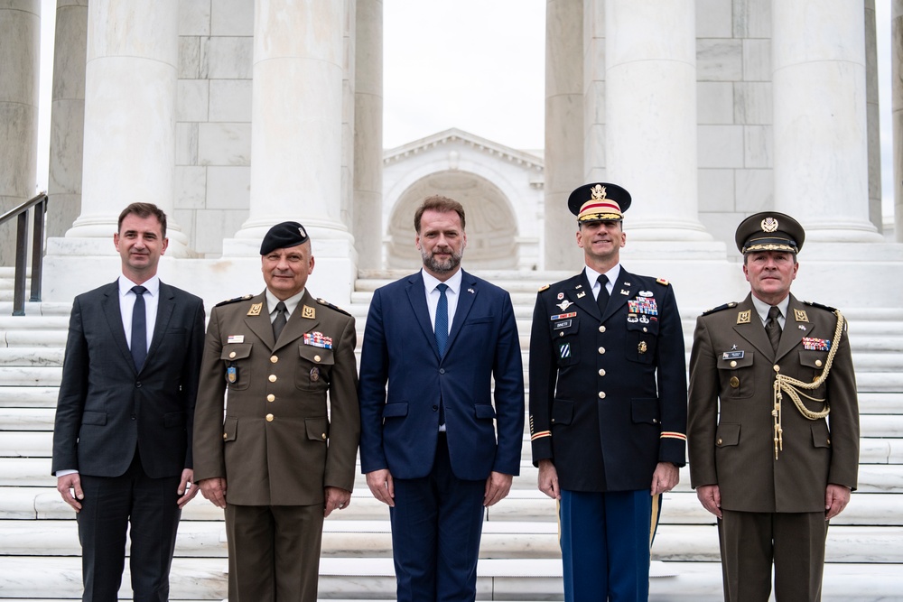 Minister of Defense of Croatia Mario Banožić Participates in a Public Wreath-Laying Ceremony at the Tomb of the Unknown Soldier