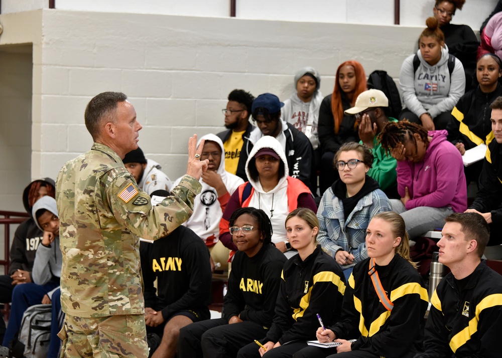 SMDC CG talks leadership with Alabama A&amp;M cadets
