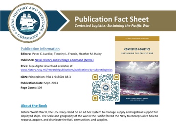 Promotional materials for NHHC publication, CONTESTED LOGISITCS: SUSTAINING THE PACIFIC WAR