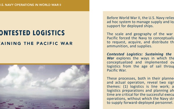 Promotional materials for NHHC publication, CONTESTED LOGISITCS: SUSTAINING THE PACIFIC WAR