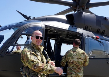 South Carolina Army National Guard UH-72B Lakota helicopter surveys landing sites at upstate hospitals