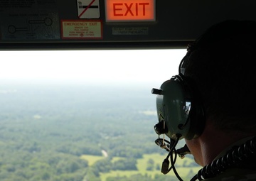 South Carolina Army National Guard UH-72B Lakota helicopter surveys landing sites at upstate hospitals