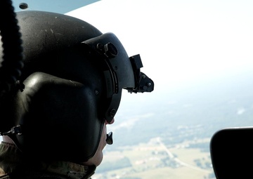 South Carolina Army National Guard UH-72B Lakota helicopter surveys landing sites at upstate hospitals