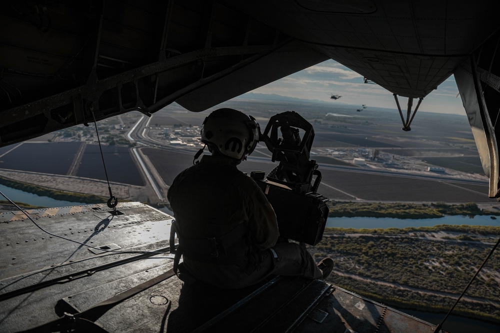 CH-53 helicopters provide air support