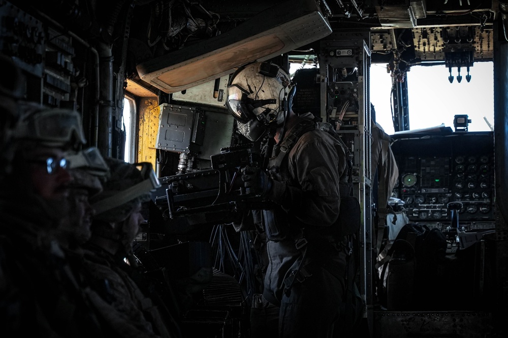 CH-53 helicopters provide air support