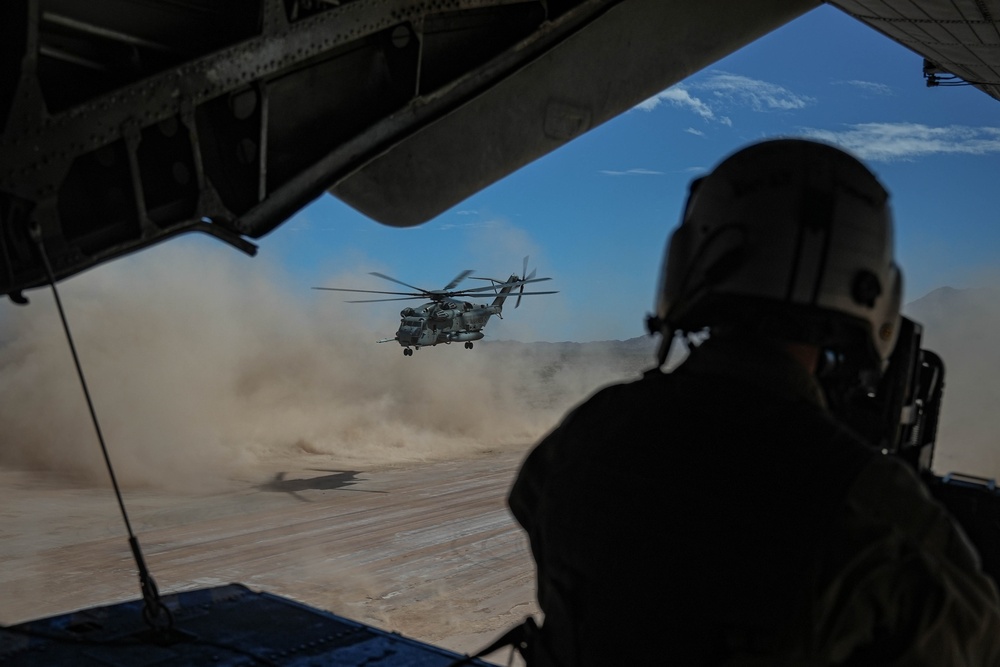 CH-53 helicopters provide air support